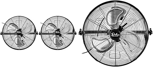 Simple Deluxe Ventilador de montaje en pared negro de alta velocidad de 20 pulgadas, 3 velocidades, paquete de 2 HIFANXWALLMOUNT20X2 y ventilador de