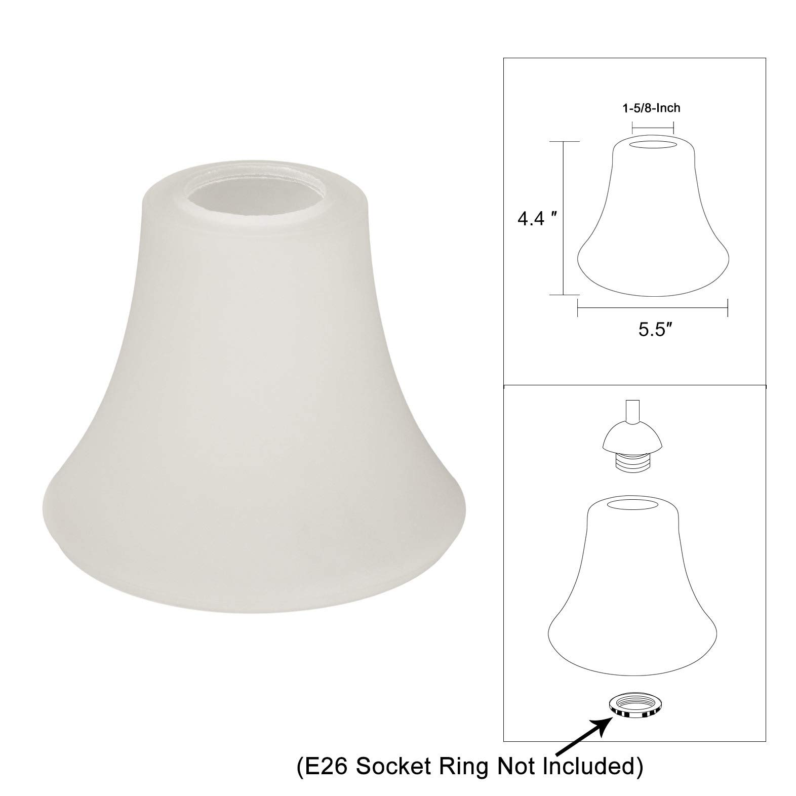 4 paquetes de campana en forma de lámpara de vidrio esmerilado reemplazo para ventilador de techo Kit de iluminación colgante accesorio A00049 2