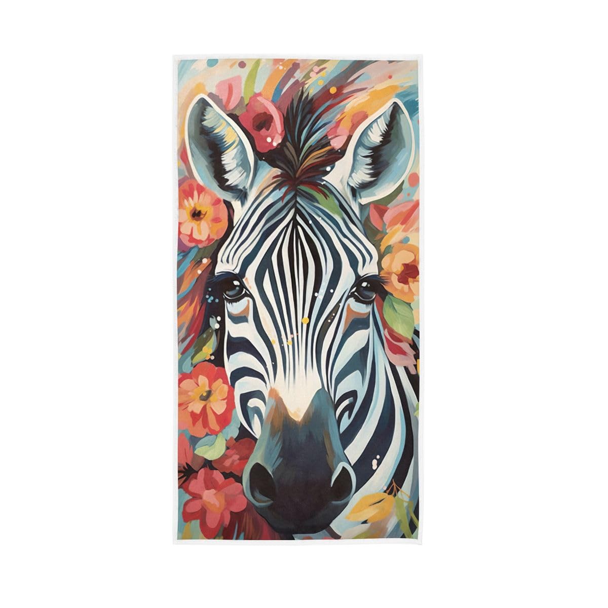 HUYGD Black White African Animal Hand Towels, Bath Hand Towel 15 x 30 Inches, Cotton Hand Towels