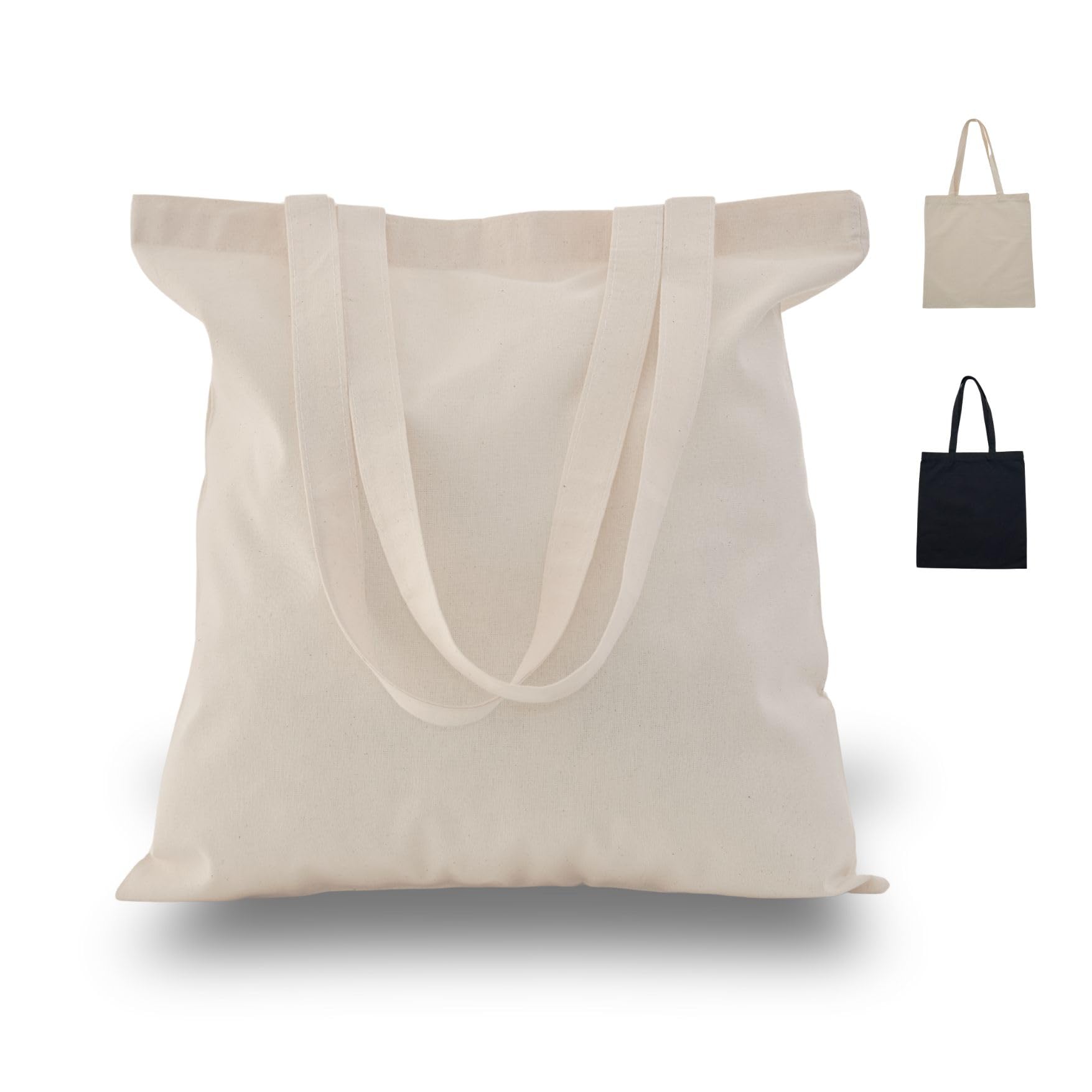 Zenloria 2 Pack Natural Canvas Tote Bags 15x16 – Bulk Reusable Lightweight Cotton Bags for DIY Crafts, HTV, Screen Printing, Shopping