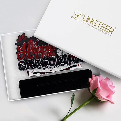 Miniatura 11 de LINGTEER Decoraciones de fiesta de graduación de clase 2025 – 3 piezas de felicitaciones de graduación 2025 de acrílico para centros de mesa