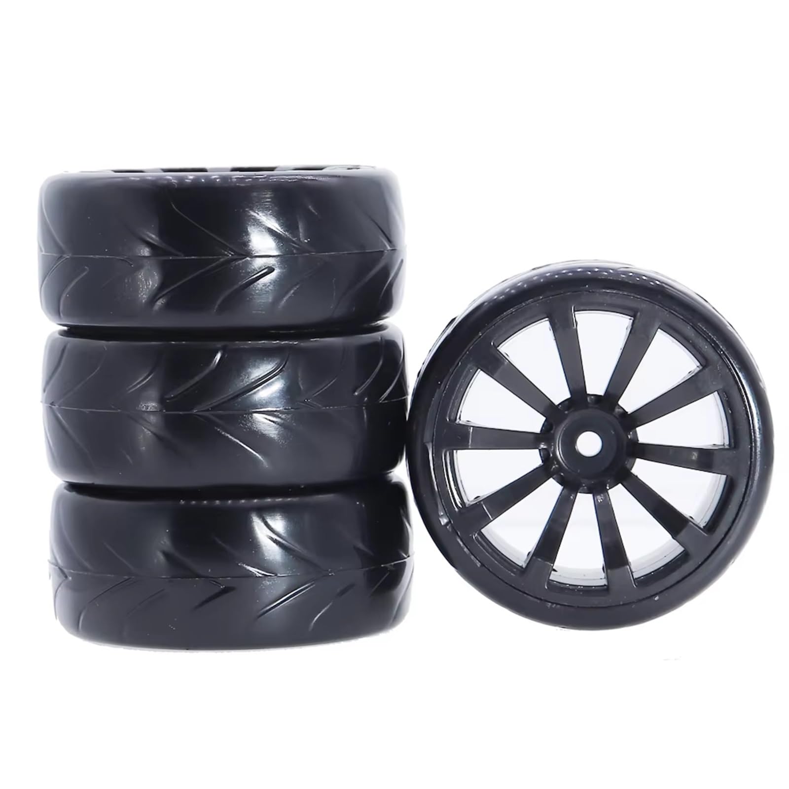 Per HSP Per HPI Per Traxxas Per TRX4 Per SCX10 RC On Road Drifting Touring Car 4PCS 1/10 Drift Pneumatici 60mm V Battistrada Mozzo Ruota 12mm Hex Ruote