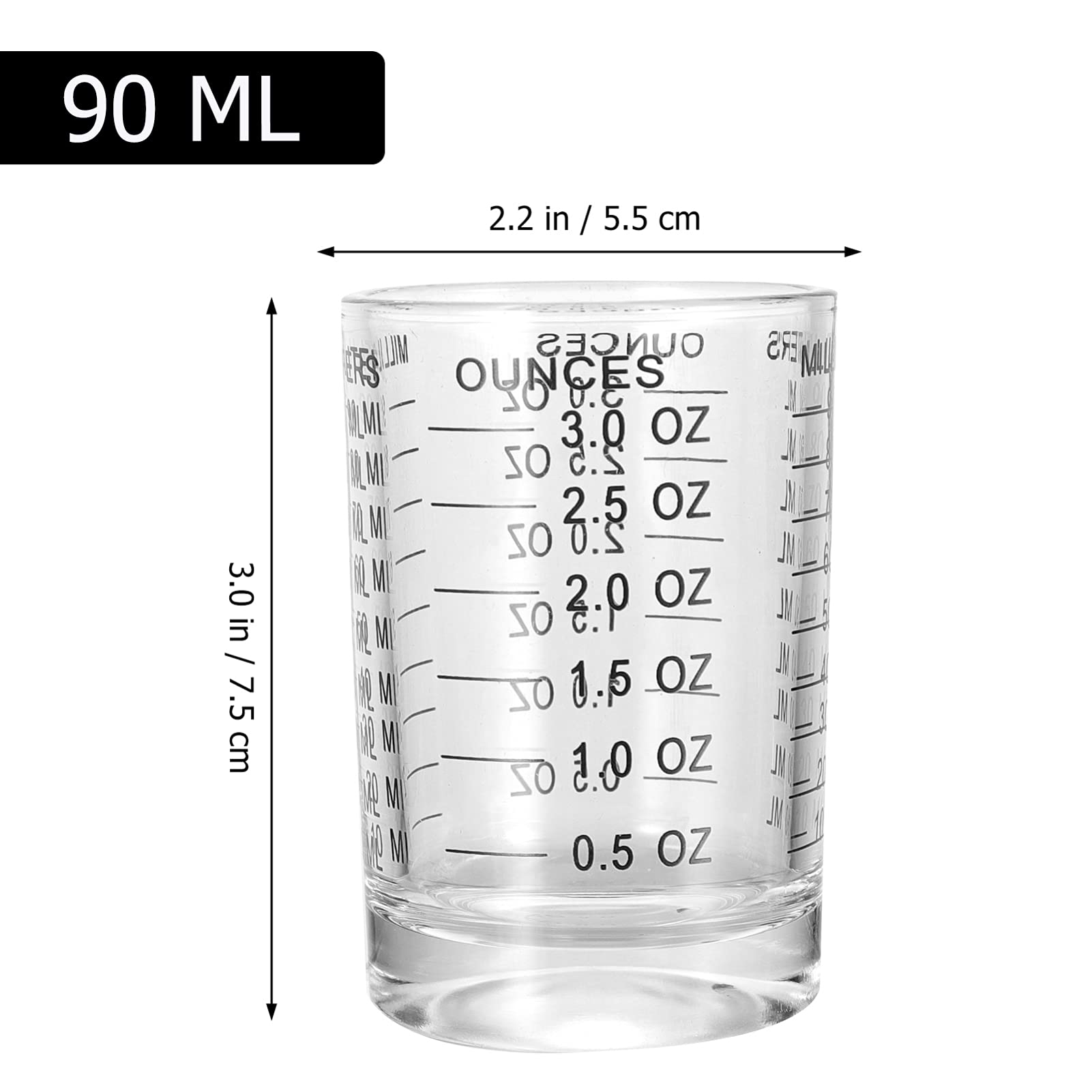 3 Stück Küchenmessbecher aus Glas mit Skala, Schwarz