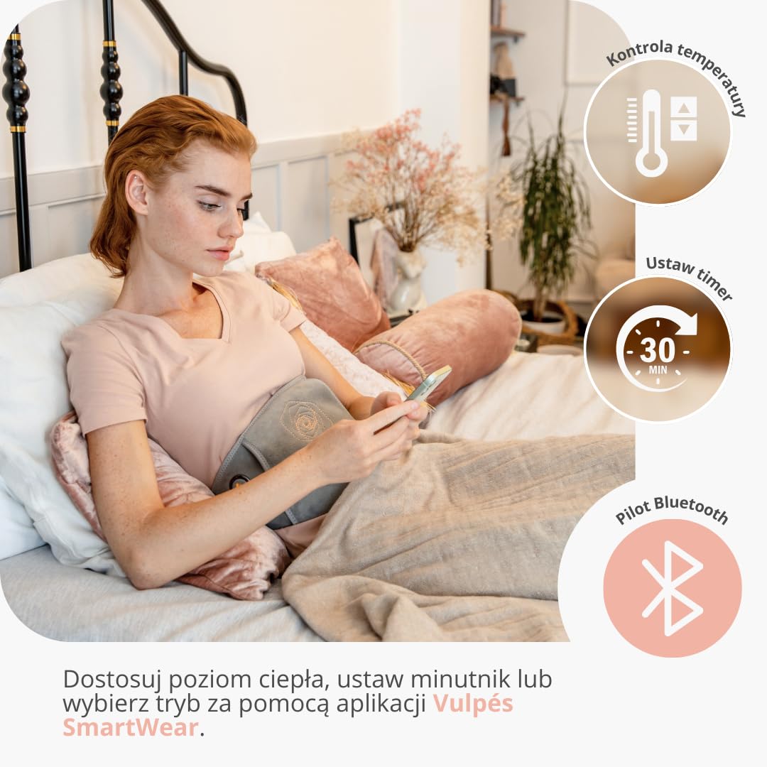 Vulpés BellyBelt 10 – wysokiej jakości pas grzewczy na brzuch i podbrzusze, głębokie ciepło na podczerwień, akumulator 10 000 mAh, sterowanie za pomocą aplikacji, opracowany w Niemczech