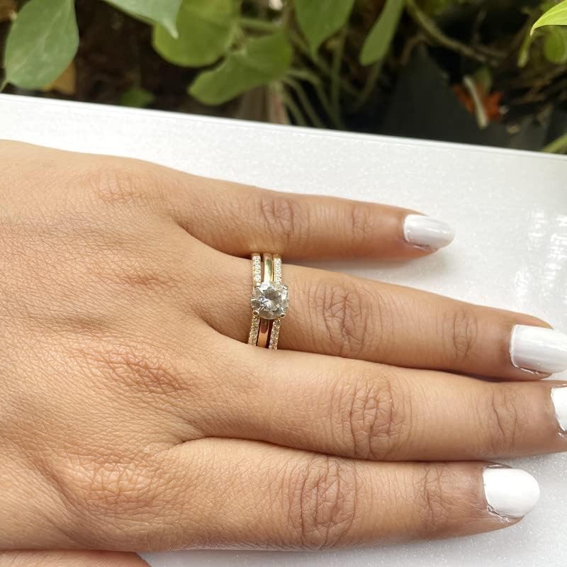 Round Cut White Diamond Enhancer Guard Wedding Band for Women, 14K Gold Finish 925 Silver Ladies Diamond Wrap Band Ring