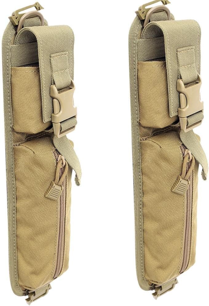Tan Molle Backpack Shoulder Strap Bag 2pcs Set for Outdoor Sports Tool Storage. Oxford Cloth, Molle Design for Hunting, Hiking, Climbing, Camping.