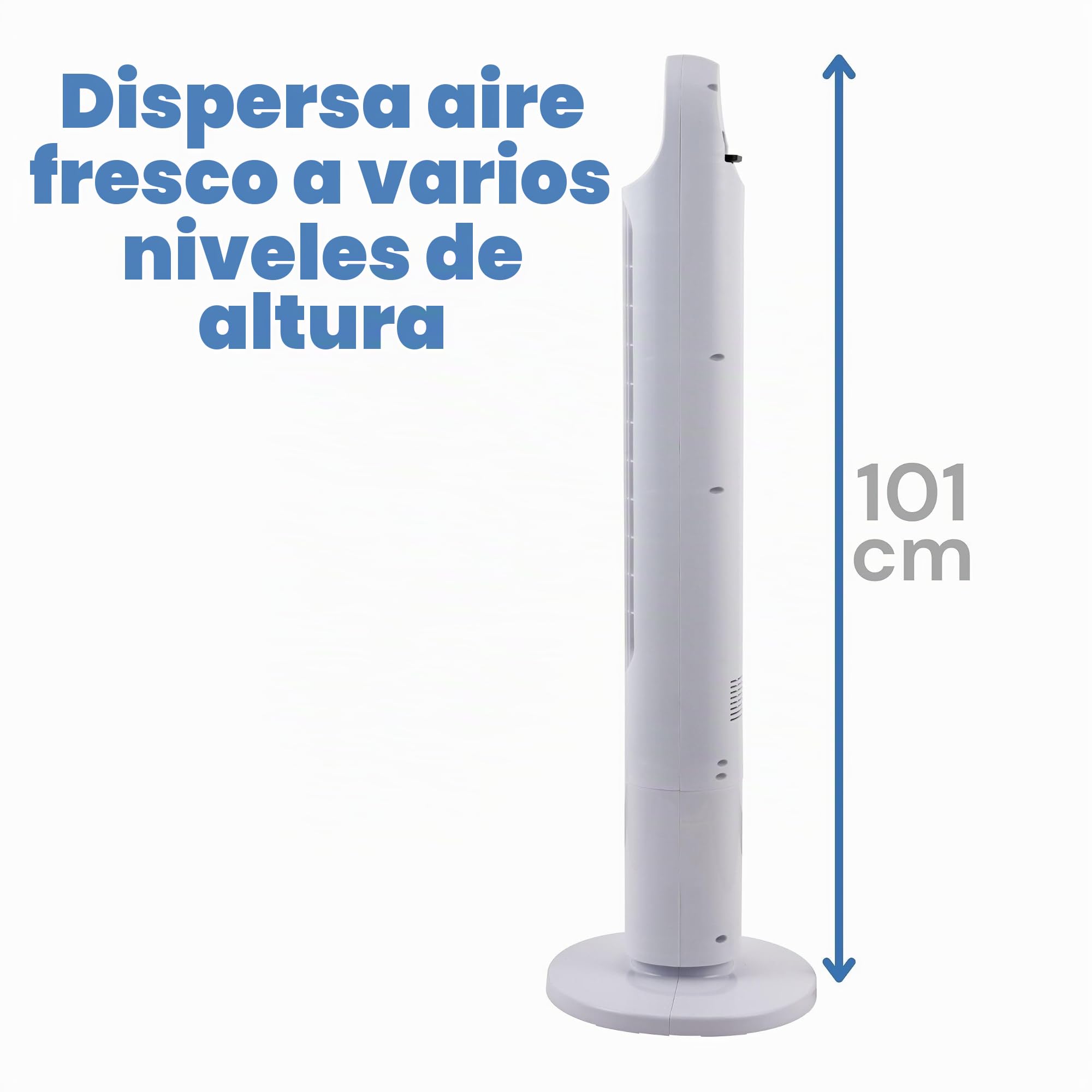ARDES Ventilador en Columna Altura Torre 100 cm de Oscilación Automática con Telemando y Panel de Control Digital con 3 Intensidades y Temporizador Ventilador Torre Blanco AR5T1000