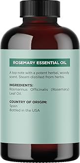 Pure Rosemary Oil for Hair Skin and Nails - 100% Pure Undiluted Rosemary Essential Oil with Dropper for Topical Uses Aromatherapy Diffusing and Home and Beauty DIYs - Vegan and Cruelty Free (1 Fl Oz)