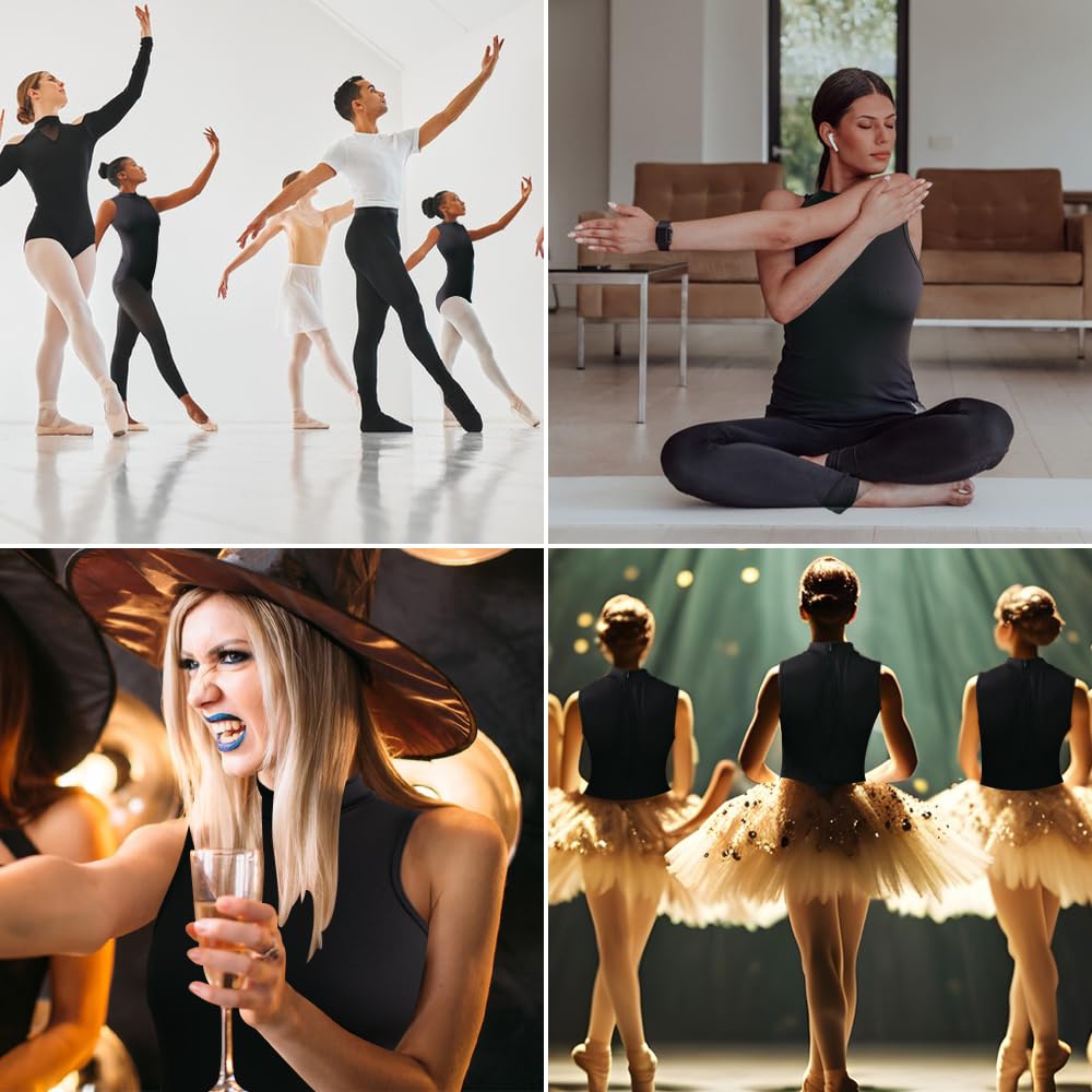 Justaucorps à col roulé pour femme - Pour danse et ballet - Fermeture éclair dans le dos - Doublure intégrale sur le devant