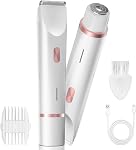 Bikini Trimmer Women, Dual-Head Electric Shaver for Women for Sensitive Areas, USB-C Rechargeable, IP67 Waterproof Rinsable Body Groomer, for Bikini Line, Underarms, Legs & Face