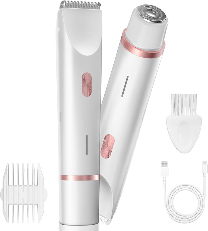 Aparador elétrico feminino AMURS S3 PRO CA com duas cabeças, IP67, recarregável via USB-C, branco e rosa