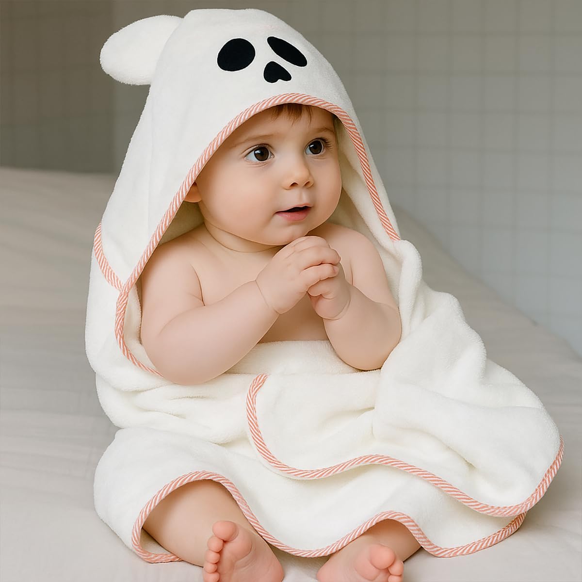 PAPATE - Cape de Bain Bébé en Coton Bio – Taille 95x60 cm – Dès la Naissance Jusqu’à 5 Ans – Fabriquée en France