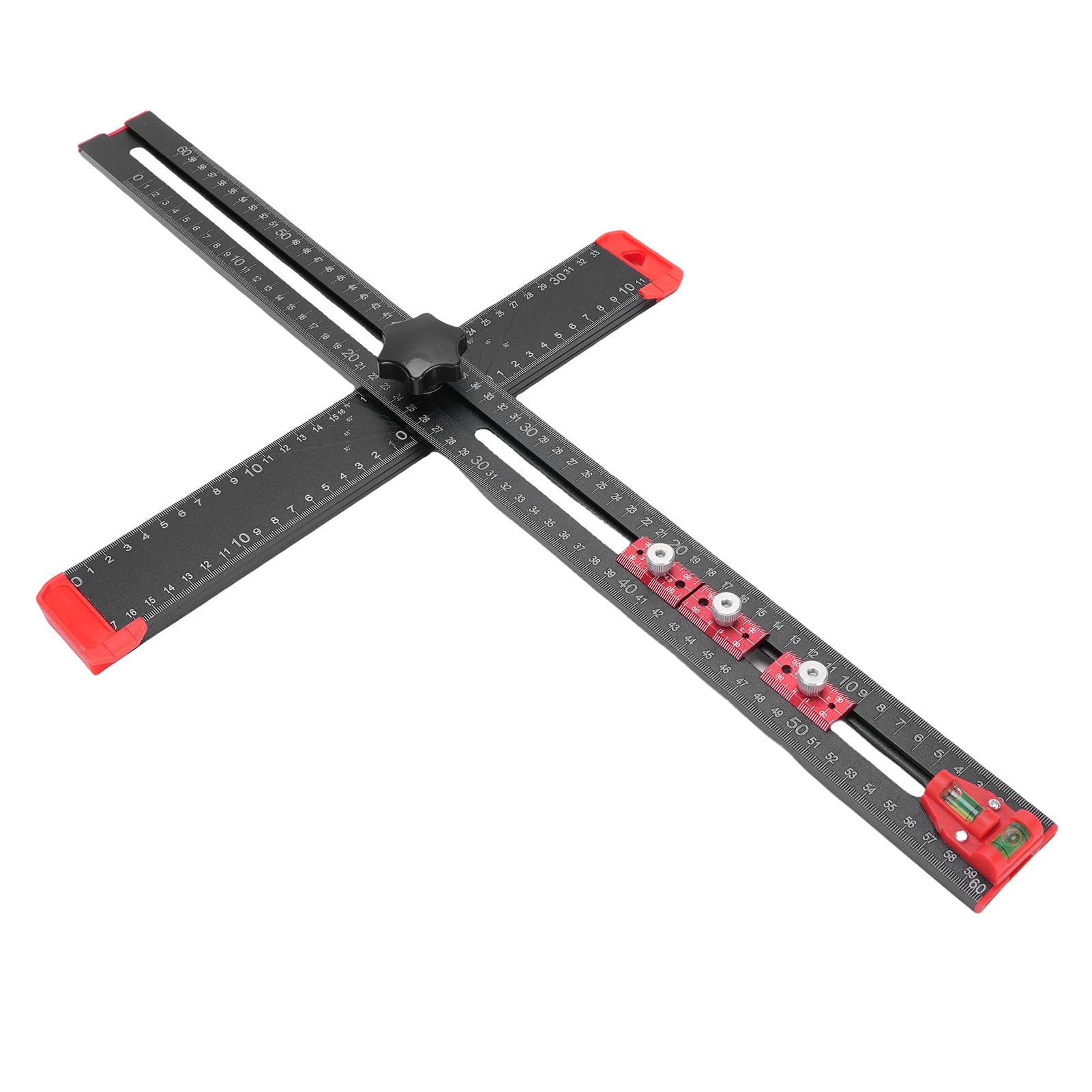 Squadra a T per la Lavorazione del Legno da 60 Cm, Lega di Alluminio con Livelle a Bolla, Strumento di Foratura di Precisione per Installazione di Mobili e Carpenteria
