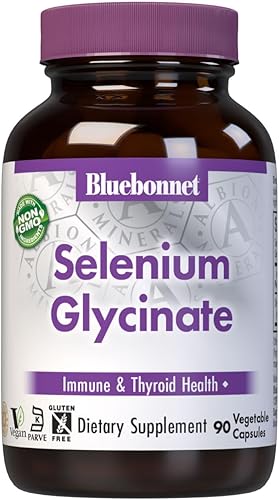 BlueBonnet Albion Yeast-Free Selenium Glycinate Vegetarian Capsules, 200 mcg, 90 Count