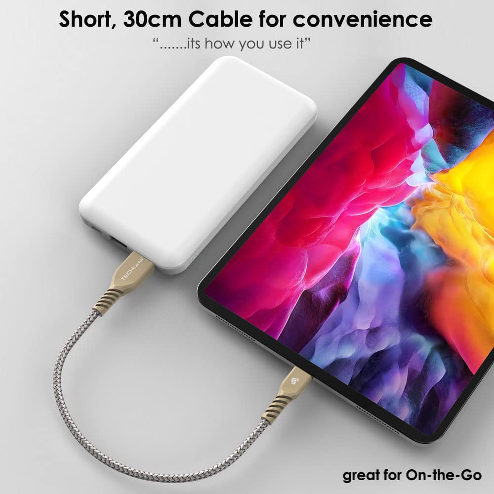 TECHGEAR USB-C Kabel 30 Cm – Nylon Geflochten, Für IPad Pro, Air, Mini & Mehr, Lade- & Datenkabel