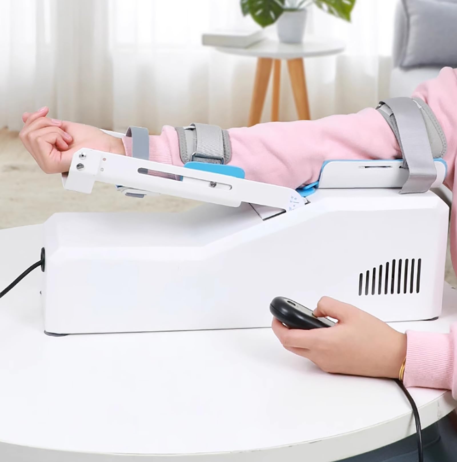 McbeAn Arm Rehabilitation Device, Joint Elbow Brace Arm Trainer, Remote Control, -5°~145° Adjustable Angle, Clear Angle Disk, Training Visualization, for Hemiplegia, Apoplexy