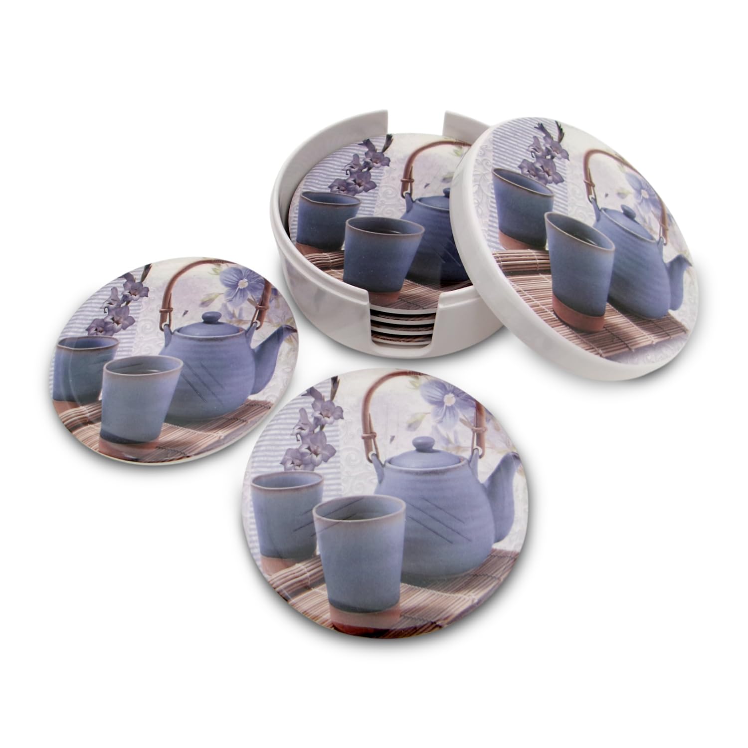 Superware | Food Grade Melamine | Coaster Set – Lavender Tea On White (8 Pcs.) | Serveware, Tableware, Stain Free, Glazed Finish — Amazon image 2