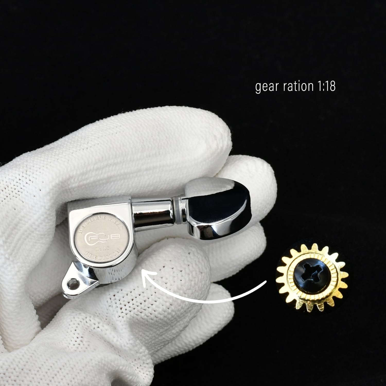 FXJXB 18:1 Guitar Tuning Pegs 3x3 Guitar Tuners Tuning Mahines Replacement for Acoustic or Electric guitars-Chrome(3R+3L)