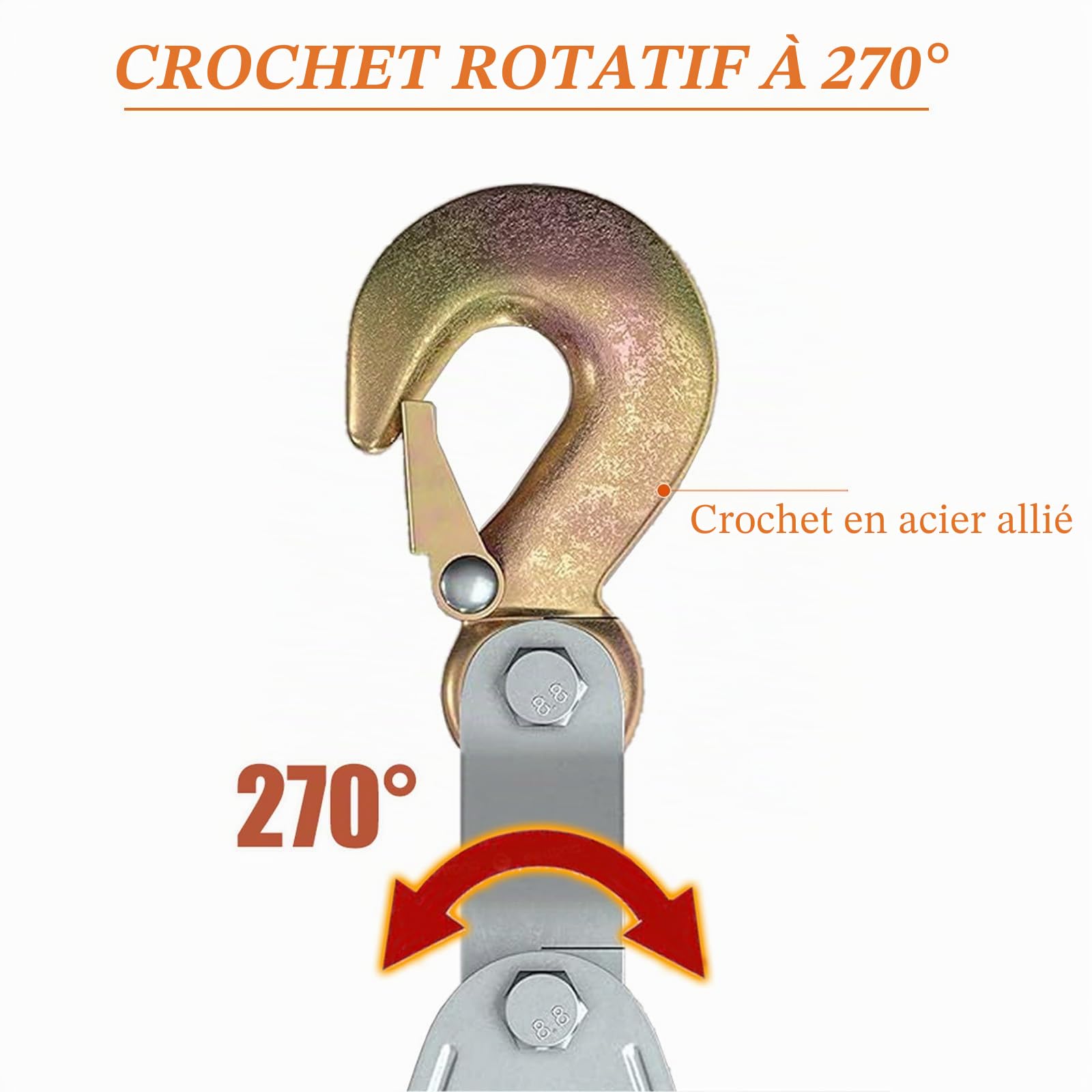 Palan à chaîne pour économiser du travail, capacité de charge de 2000 kg, palan à chaîne avec frein en nylon de 20 m, capacité de charge maximale avec crochet pour le transport de charges lourdes