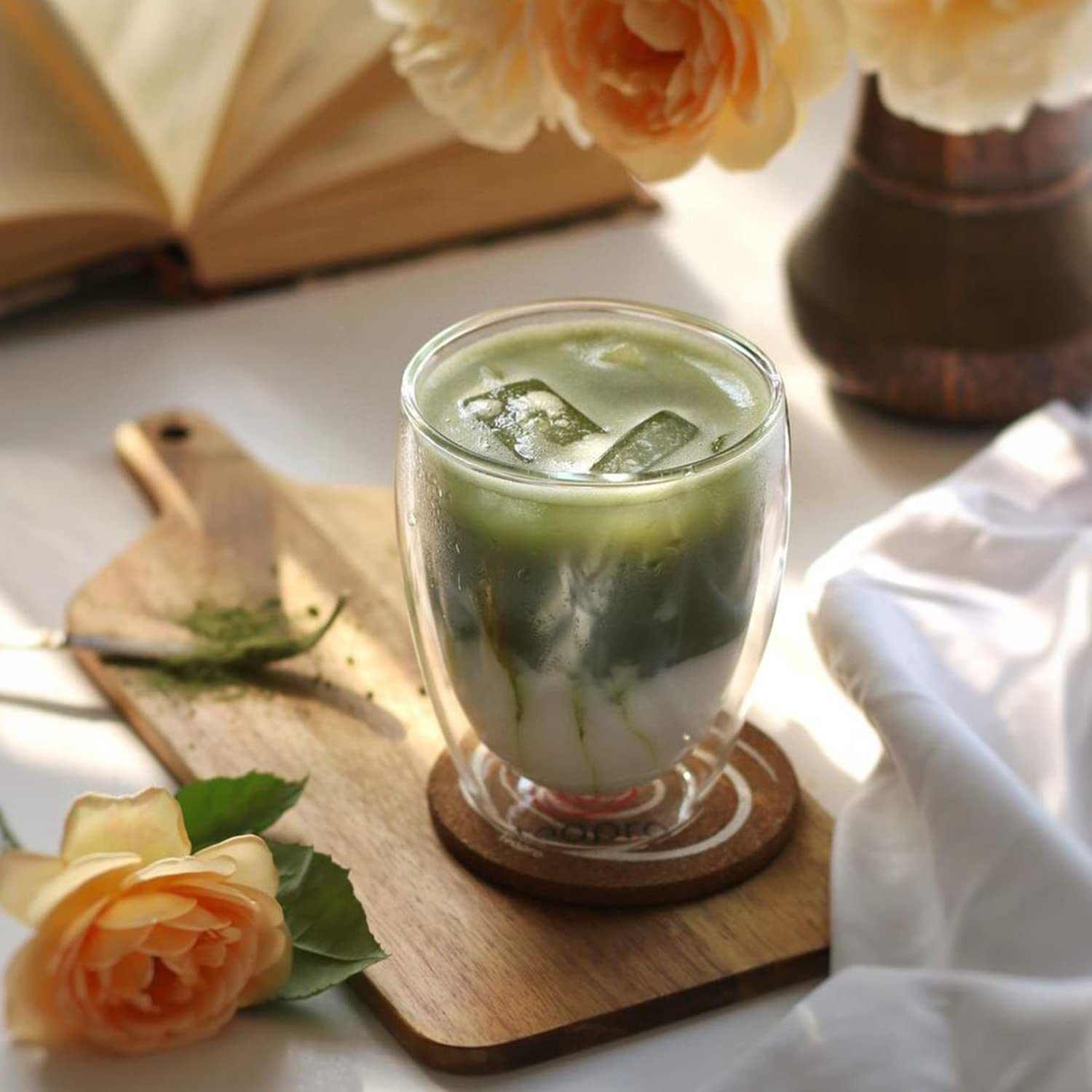 Infuseur à thé à double paroi en verre de 350 ml avec passoire transparente et couvercle | Coffret cadeau pour théière | Mug diffuseur pour une personne | Passoires à thé pour thé en vrac (2)