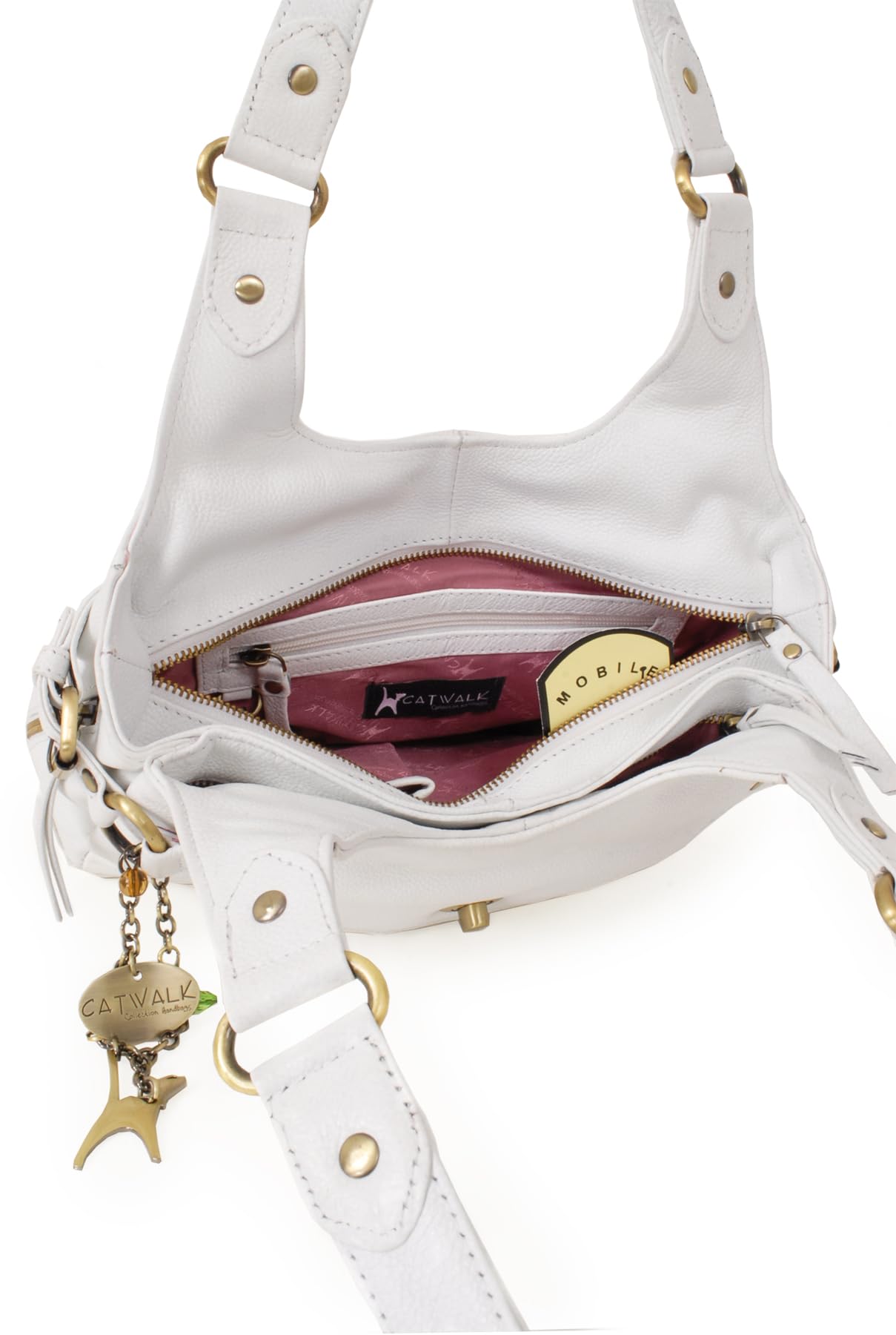 Catwalk Collection Handbags - Borsa a Spalla in Pelle - Borsa a Mano Media da Donna - Borsetta da Giorno - Multi Scomparti - Roxanna