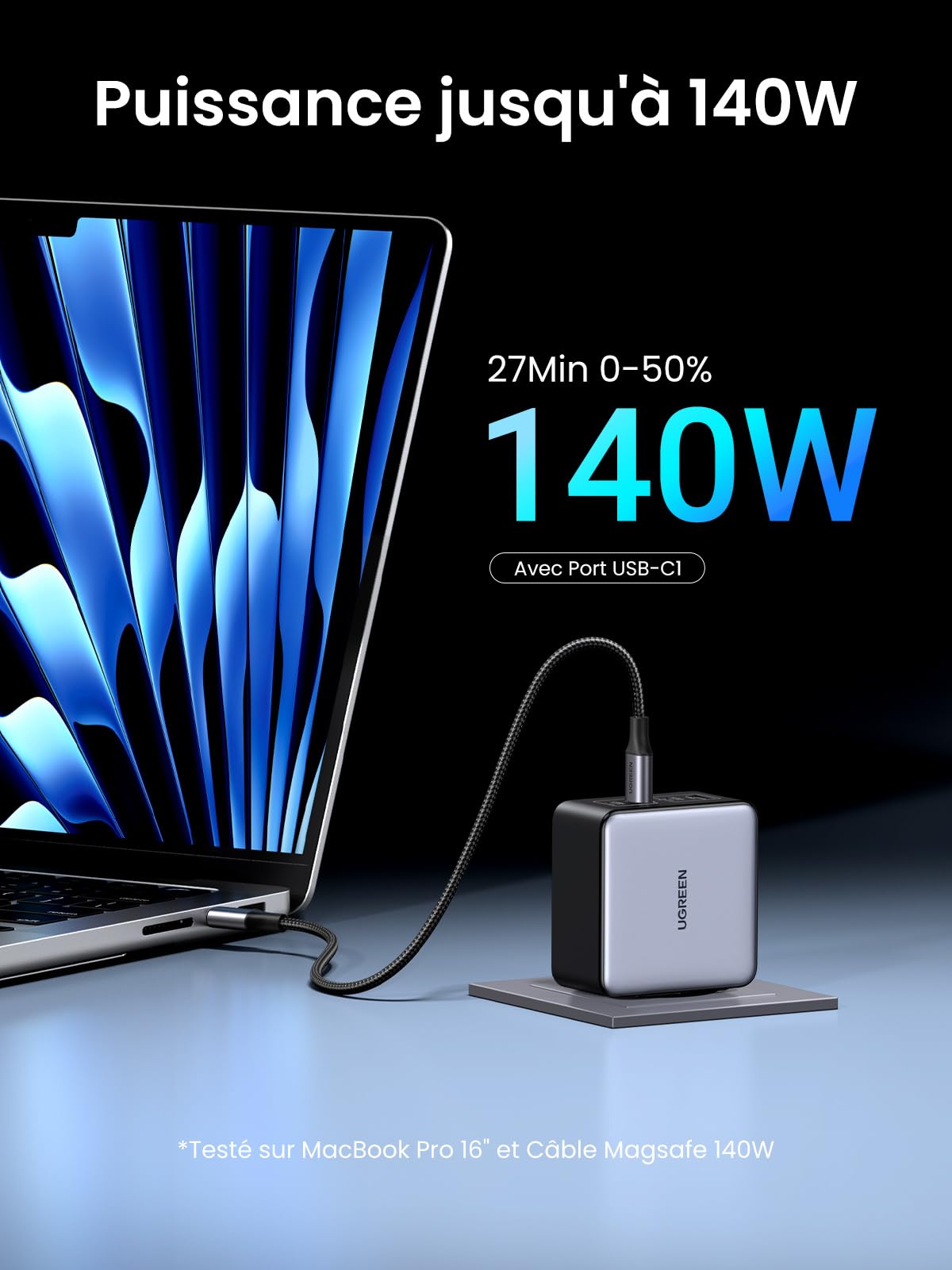 UGREEN Nexode 160W Chargeur USB C Rapide 4 Ports GaNInfinity Compatible avec MacBook Neo Air Pro M5 M4 M3 M2 M1 iPad iPhone 17 Pro Max Air 16 15 14 13 12 Galaxy PPS 60W S26 S25 S24 S23 Pixel 10 9 8