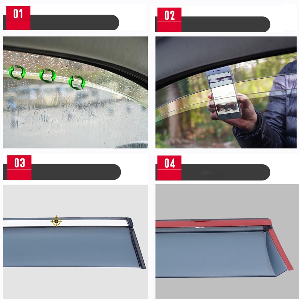 4 PCS PC Materiale Deflettori d’Aria lunotto Posteriore, per Fiat Bravo 2007 2008 2009 2010 2011 2012 2013 2014 2015 2016 Finestrini Antivento Antipioggia Riduce Rumore Vento
