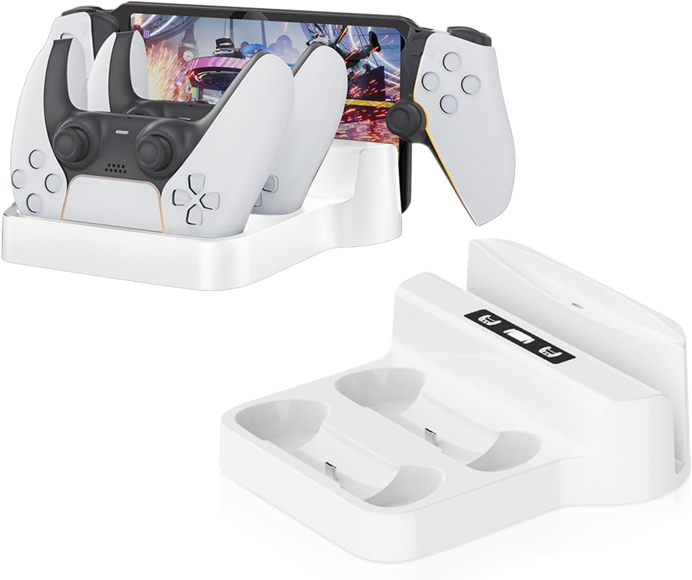 Charging Dock for PlayStation Portal and for PS5 Controllers,3-in-1 Charging Stand for PS Portal with Type-C Cable,Charge Stand HolderAccessories for PS Portal