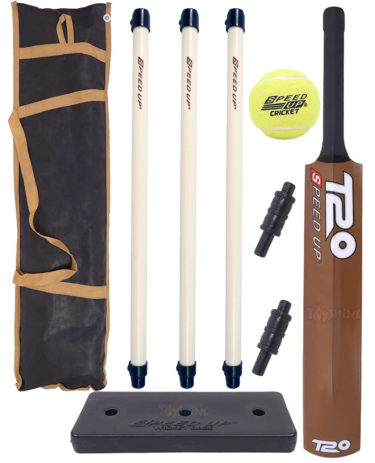 Toyshine Speed Up T-20 Combo Box Cricket Kit for Kids (Bat Size: 4, 5-10 yrs) Outdoor Sports Toy Gift for Boys Girls Picnic Fun - SSTP (Brown)-picture-28