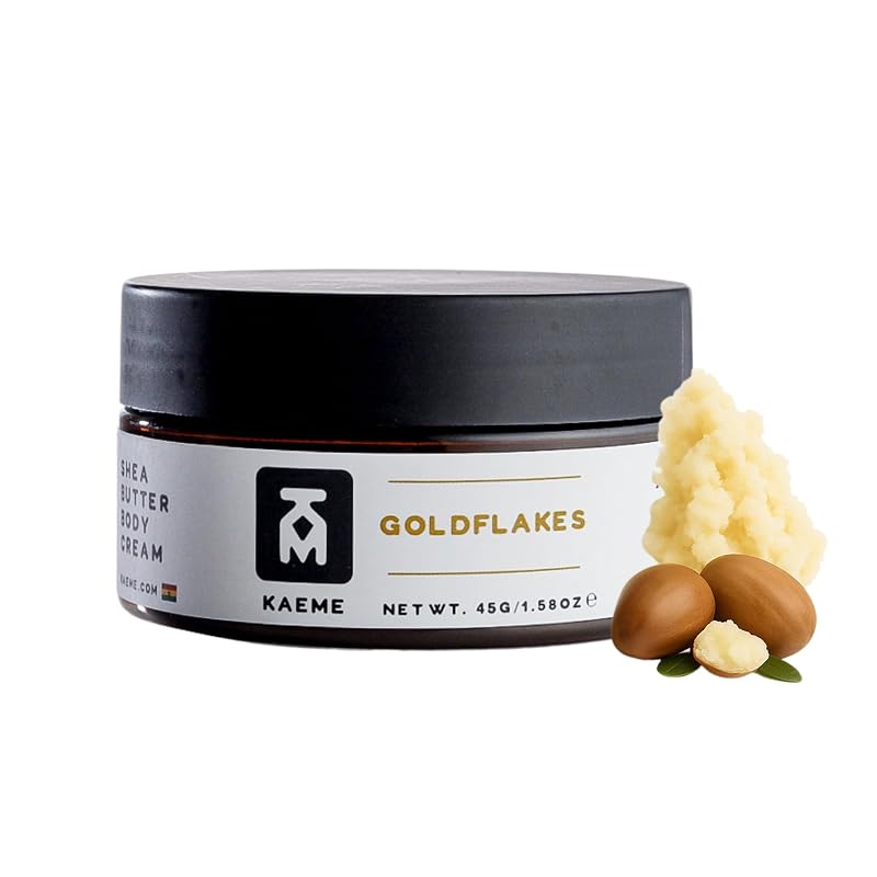 Manteiga corporal de karité Goldflakes KM KAEME com óleo de coco, 100 g