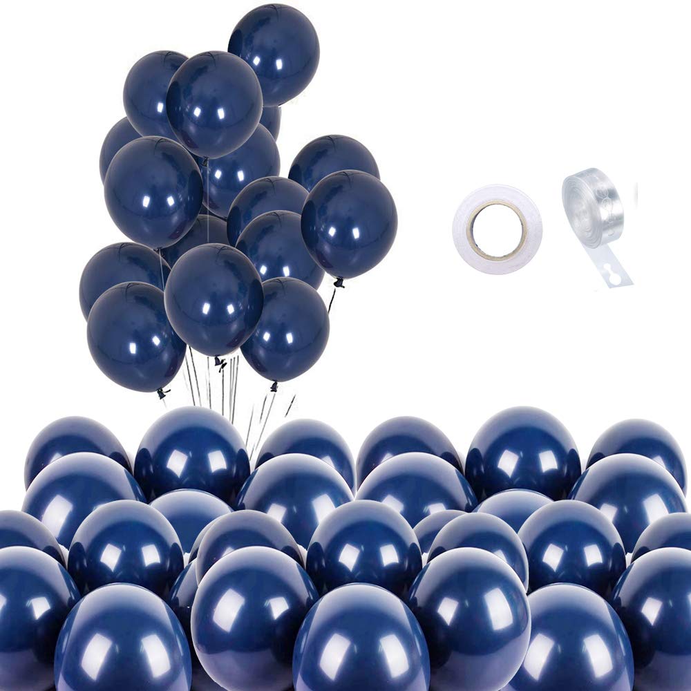 Navy Blue Balloons for Party 100 pcs 10 inch Thick Latex Balloons for Birthday Wedding Engagement Anniversary Christmas Festival Picnic or Any Friends & Family Party Decorations