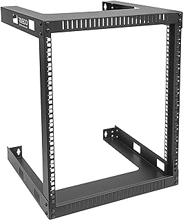 RIVECO 19" Wall Mount Open Frame Network Rack–17.7" Deep 12U Server Rack Heavy Duty for Internet/AV/Home Equipment (Black)…