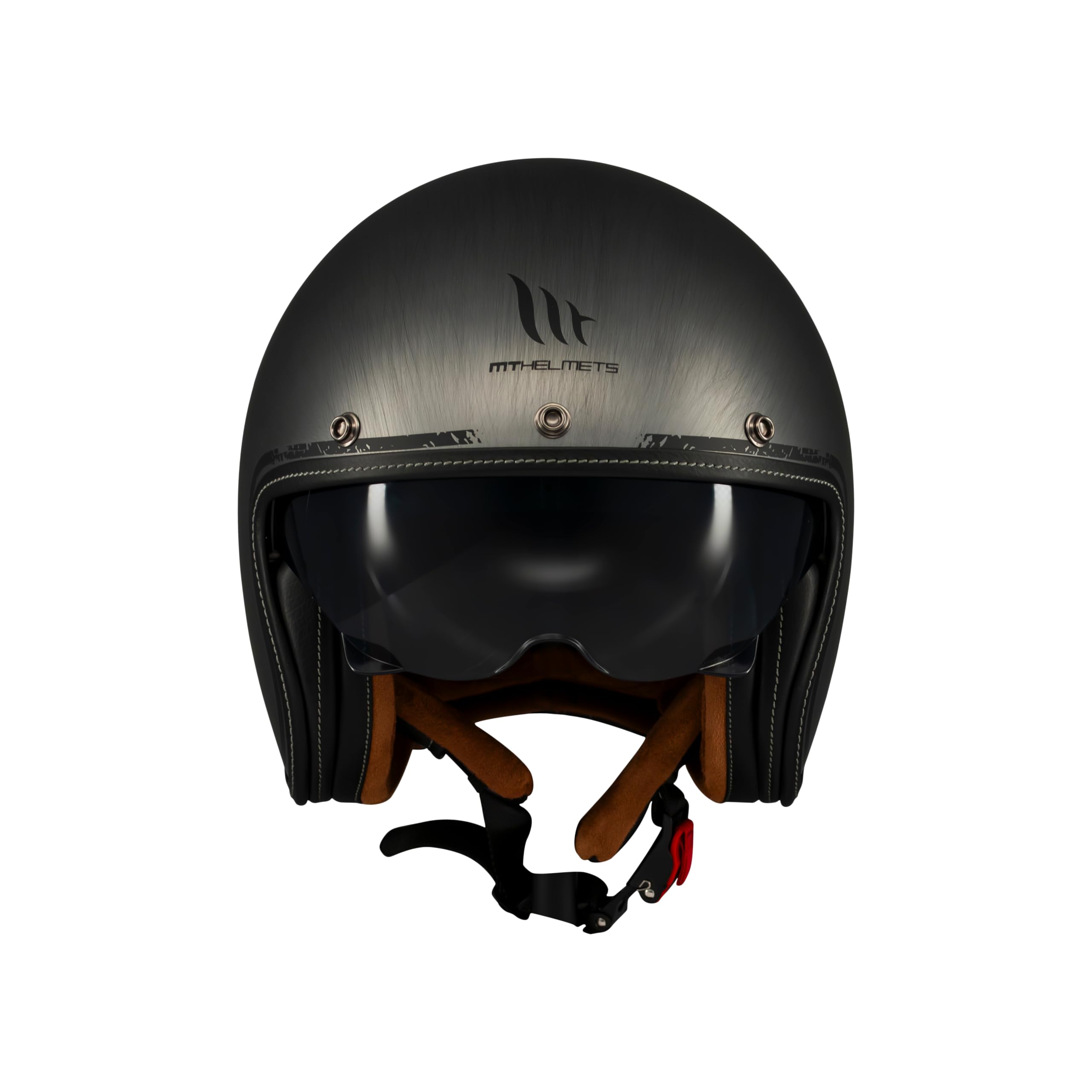 MT Helmets Le Mans 2 SV – Casco Moto Jet Vintage con Detalles en Cuero, Visor Solar Retráctil Full Vision, Interior Lavable y Calota HIRP | Homologado ECE 22.06 & DOT
