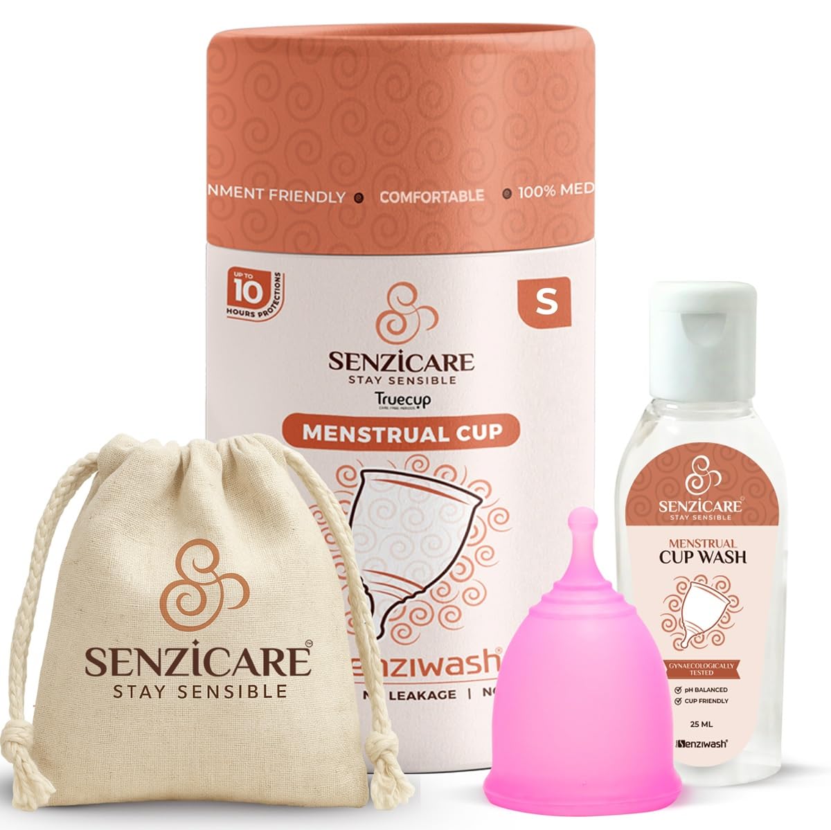 Senzicare Small Reusable Menstrual Cup with Cup Wash | 10 Hour Leak Proof Period Protection | Rash Free & Odour Free | 100% Medical Grade Silicone | FDA Approved | Eco Friendly Feminine Hygiene for Women