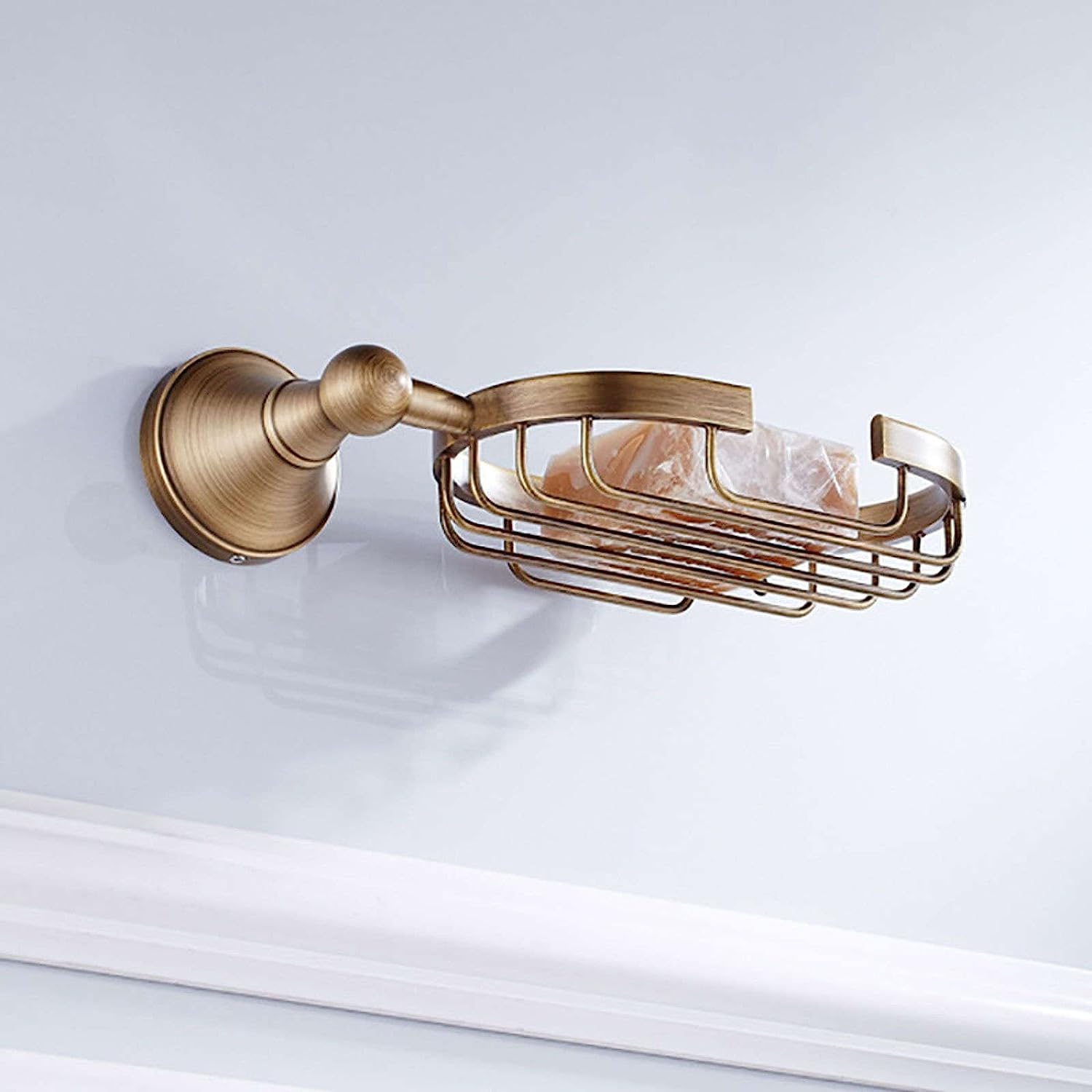 Jabonera de Pared, jabonera, jabonera Antigua for Pared de Ducha, jabonera de latón Cepillado con Plato de cerámica, jabonera montada en la Pared for baño, Cocina, jabonera, Color Bronce