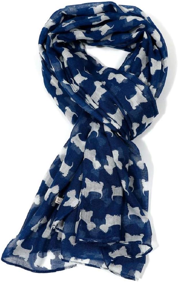 Grey Scottie Dog Scarf, Blue Grey Purple