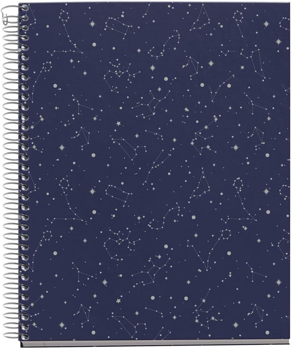 Miquel Rius M Fashion 4 Subject Notebook, Lined A5 -8.27" x 5.83" 120 Sheets Heavyweight Paper, Subjects Separated by color, 2 Hole Punched, Micro-Perforated, Cosmos Design, Multicolor
