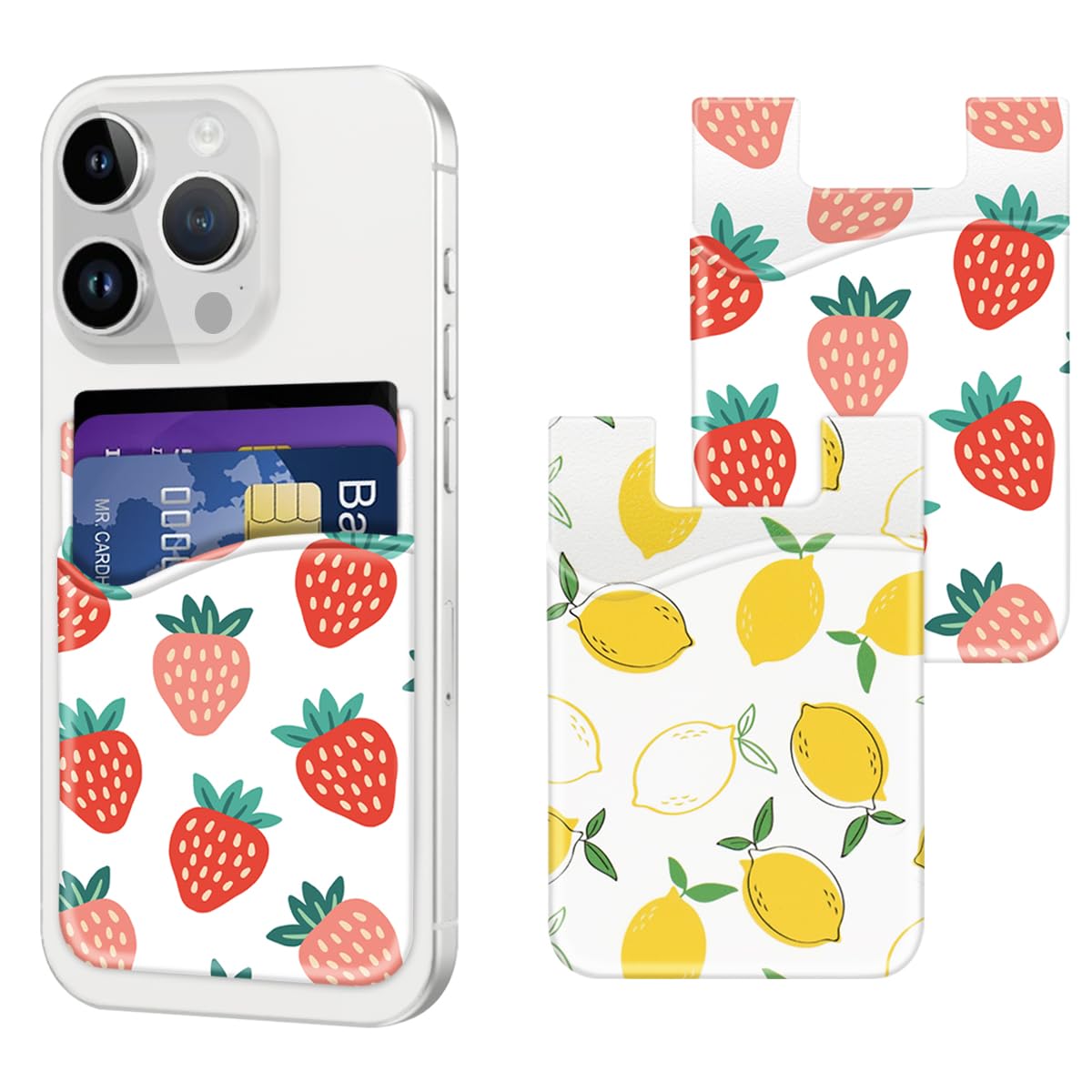 Yiyahu 2 Pack Silicone Phone Wallet, Card Holder for Back of Phone, Pocket Stick on Phone Case, Sleeve Compatible for iPhone, Android, Samsung Galaxy,