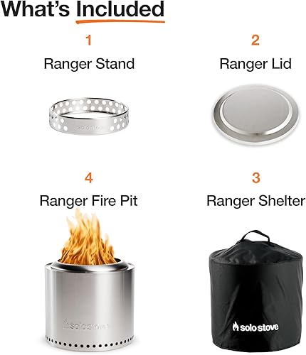 Miniatura 3 de Solo Stove Ranger - Paquete exclusivo de hogueras de Tienda, portátil y sin humo, incluye soporte, tapa y refugio, ideal para 2 a 4 personas, acero