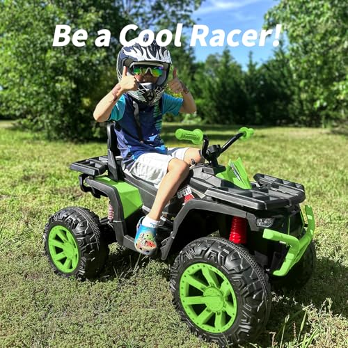 Kids ATV 4 Wheeler, 24V 4WD Electric ATV Ride On Toy for Big Kid with 2-Seater, 4x200W Motor - Green - Image 3