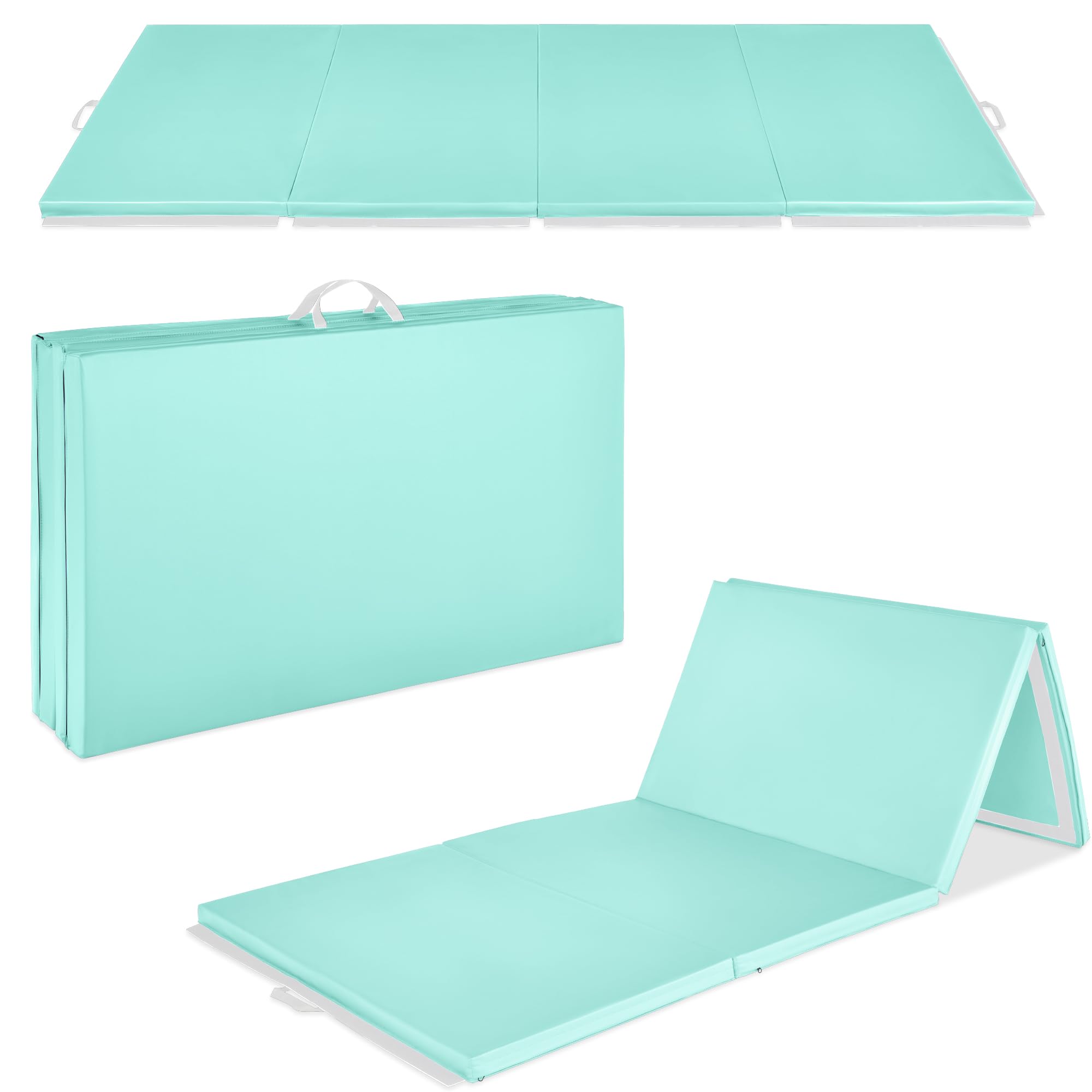 Best Choice Products 10ftx4ftx2in Folding Gym Mat 4-Panel Exercise Gymnastics Aerobics Workout Fitness Floor Mats w/Carrying Handles