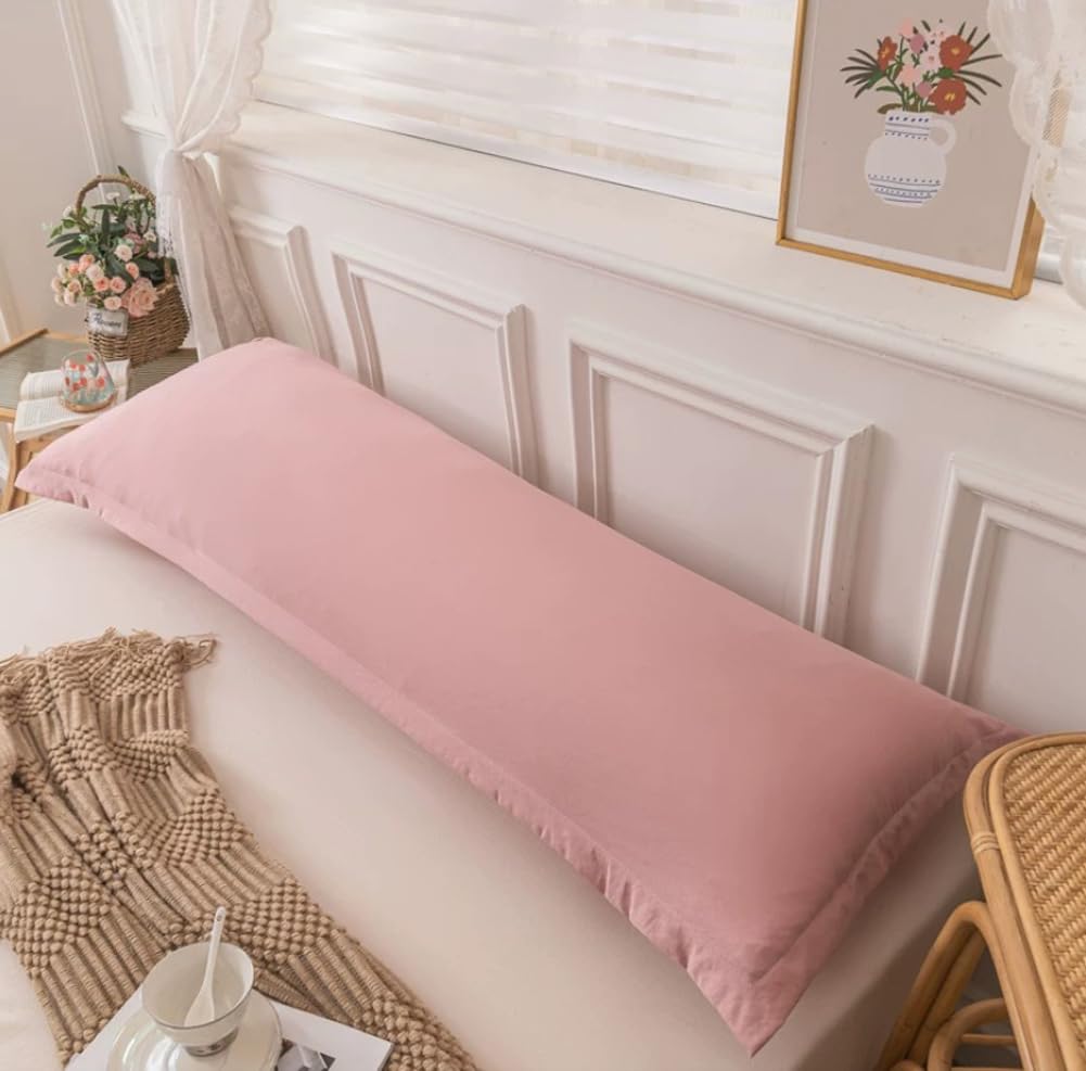 Rectangle Long Pillowcase Lumbar Throw Pillow Cover for Bed Couch Bedroom,Decorative Cotton Body Pillow Cover (Pink1,19 * 47in/48 * 120cm)