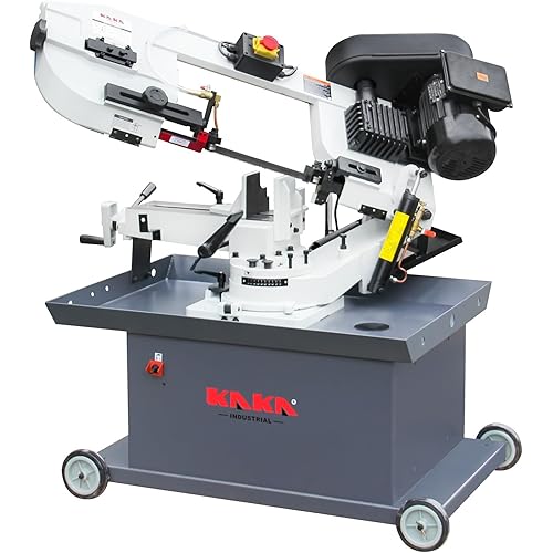 KAKA INDUSTRIAL Metal Horizontal Band Saw,7inch x 8.25 inch (178x300mm) Rectangular,Adjustable 45°-90° Bow,1.5HP Metal Band Saw,for Steel, Aluminum, Pipe Cutting in Workshops & Fabrication BS-712R