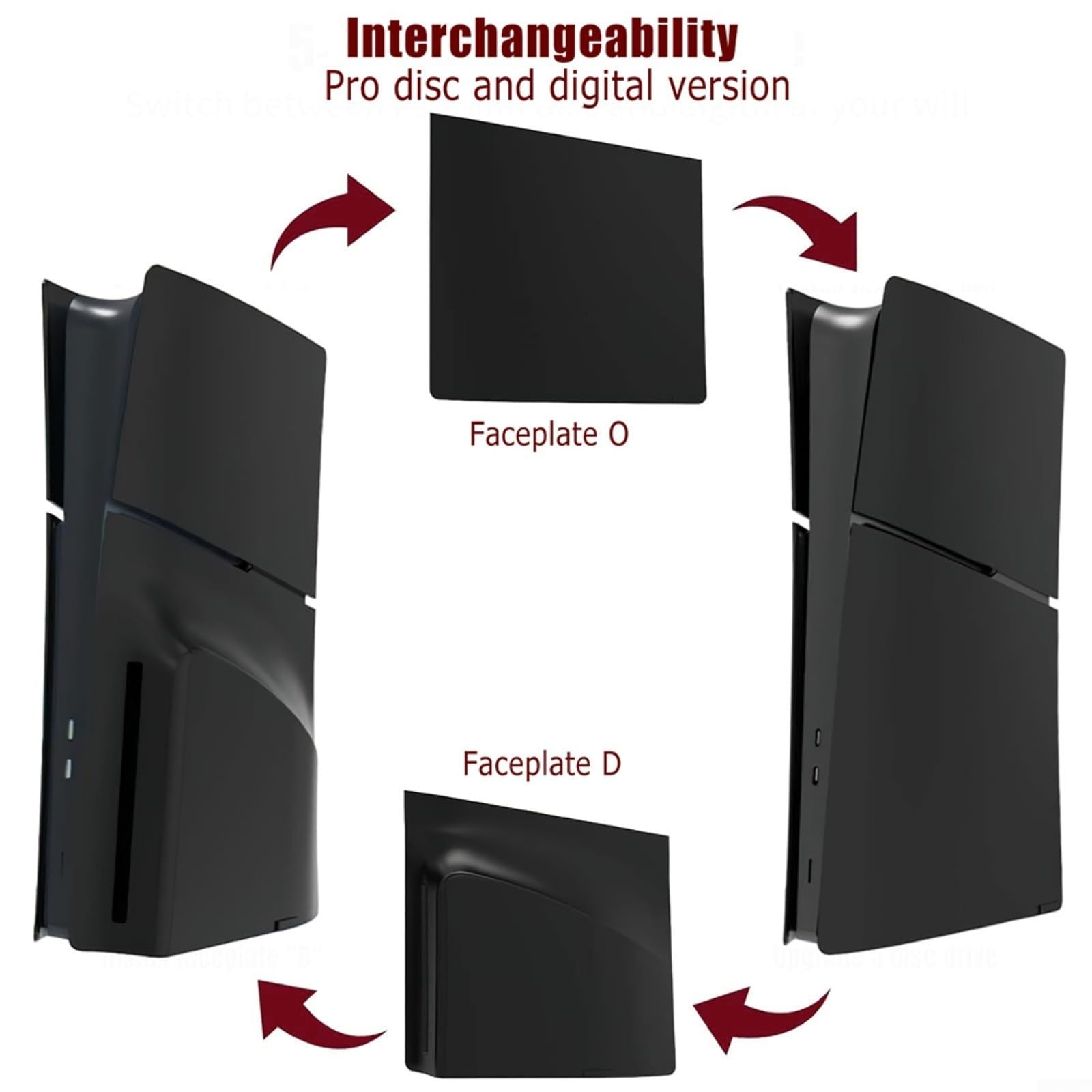 Carcasa de repuesto para consola PS5 Pro, juego de 5 piezas, 3 mm de grosor, de ABS, para disco y edición digital (negro)