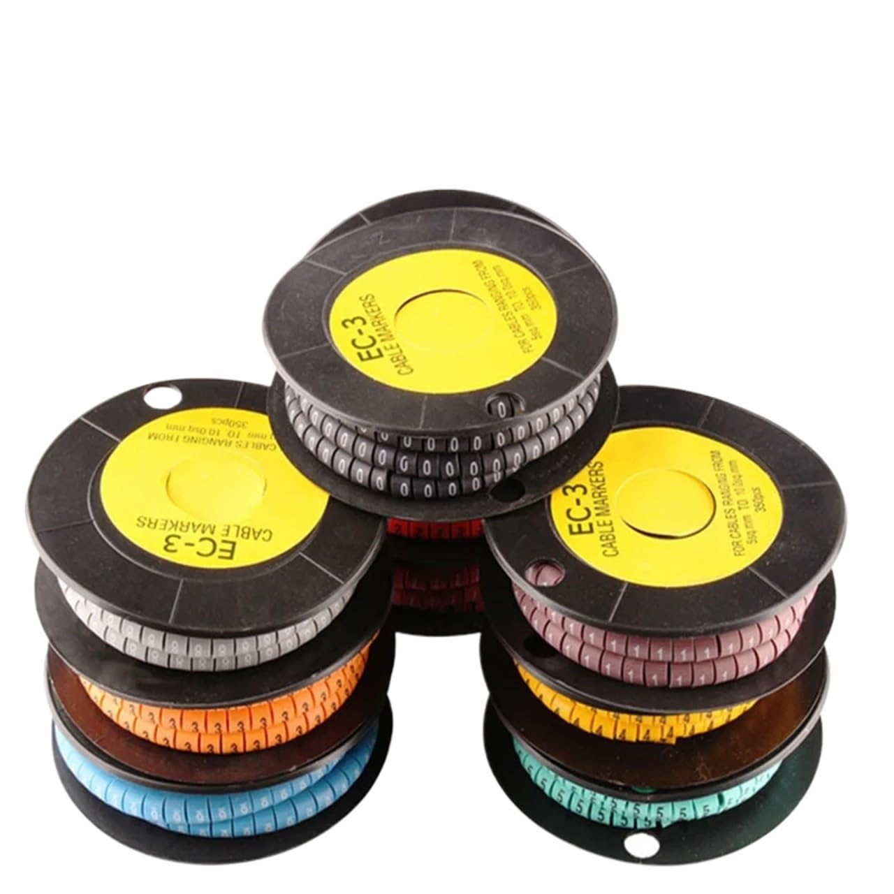 etiquetas de cables eléctricos, Etiqueta Marcador de alambre Número 0 a 9 Tamaño del cable 1,5 mm2 Mezcla marcadores PVC colores Aislamiento EC-0 1000 piezas(Ec 0 1000pcs Mix)