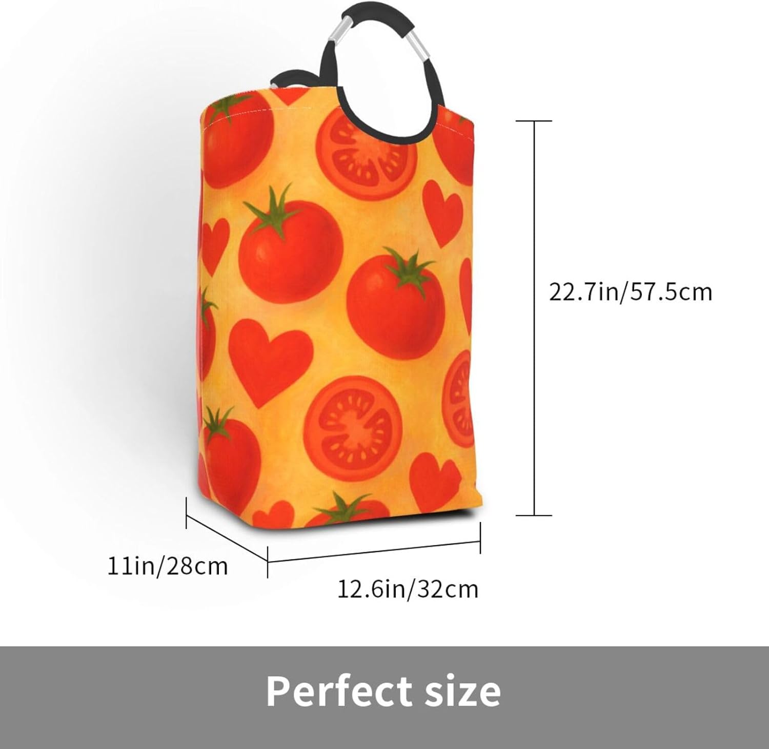 50l Laundry Basket Cartoon Tomato Slices Waterproof Laundry Hamper Foldable Clothes Laundry Bag With Handles