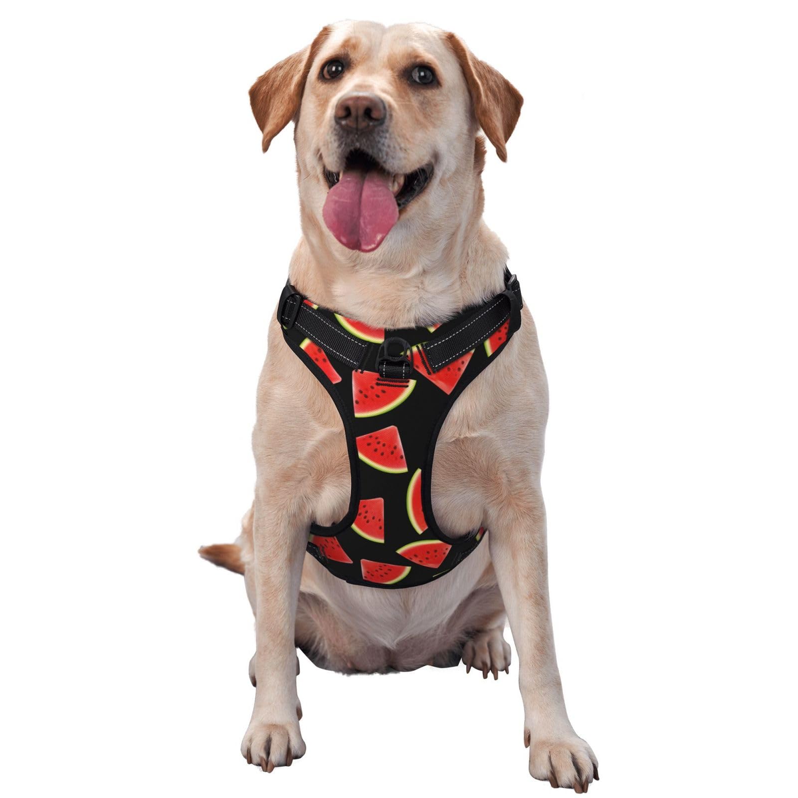 No Pull Dog Harness Reflective Adjustable Vest with a Training Handle Easy to Put on & Take Off Black red Watermelon Dog Harness
