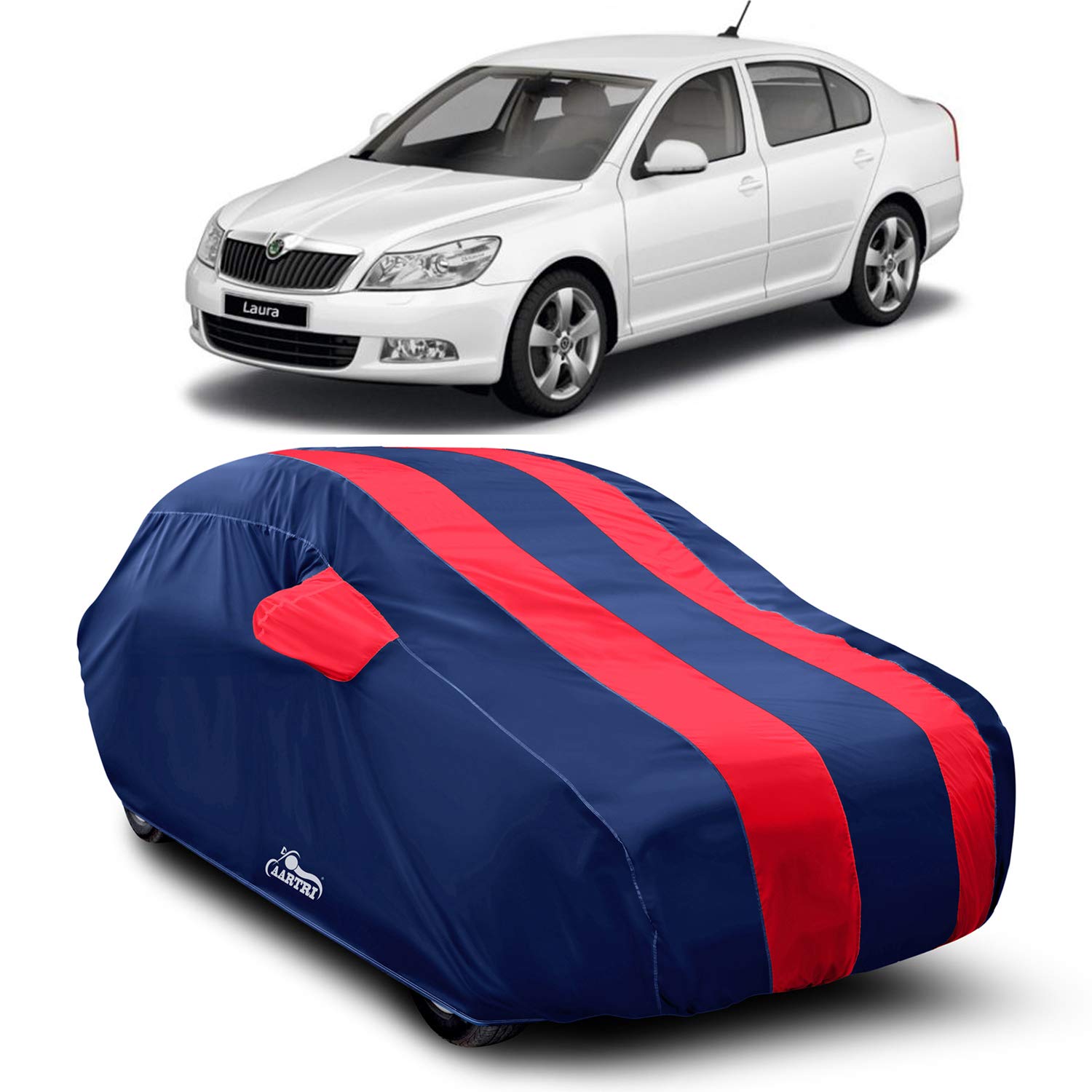 XG BrandXG Brand Car Body Cover Special Design for Skoda Laura (Strips Red with Mirror Pockets)