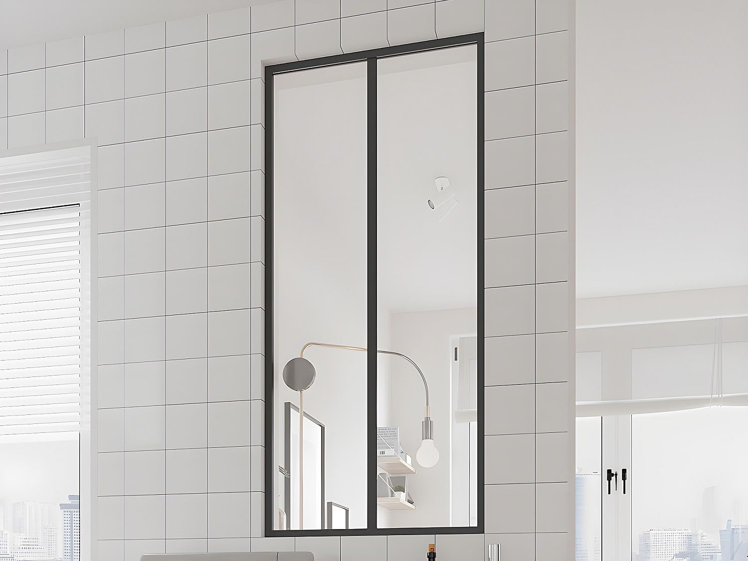 Vente-unique-Atelier-Glaswand - 60 x 130 cm - thermolackiertes Aluminium - Schwarz - Bayview