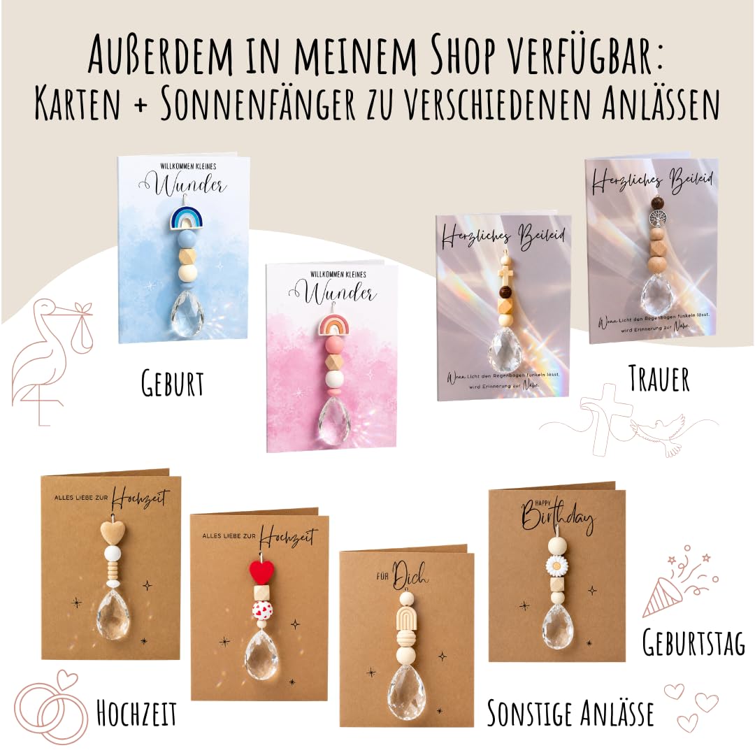 10x DIY Bastelset Sonnenfänger Lichtfänger Gänseblümchen Grün Lila | kreative Aktivität für Gruppen, mit 38mm Kristall-Anhänger, Silikonperlen-Mix, ca. 40m Faden